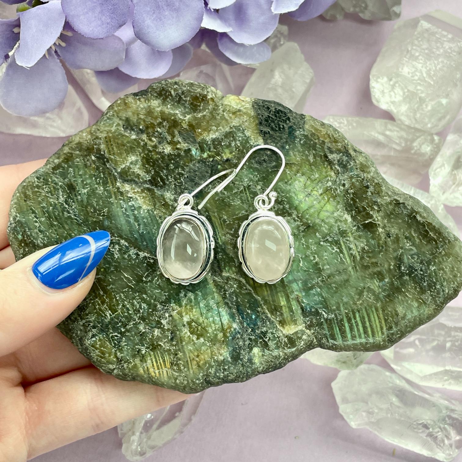 Sterling Silver Earrings - Rose Quartz - 07 Sterling Silver Earrings - Rose Quartz - 07